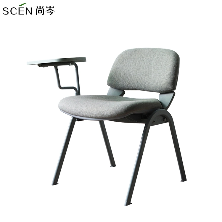 China Factory Modern Furniture School Student Meeting Training Mesh Fabric Chair Conference Folding Writing Chair with Writing Tablet