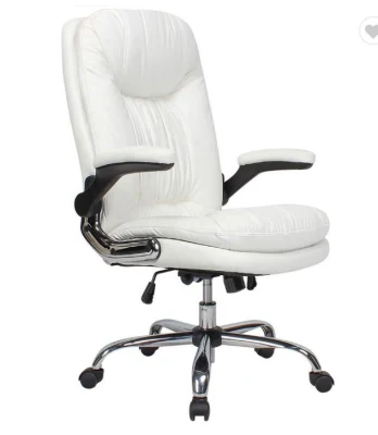 Chaise de bureau ergonomique en cuir PU ergonomique et confortable à dossier haut de luxe blanc exclusif