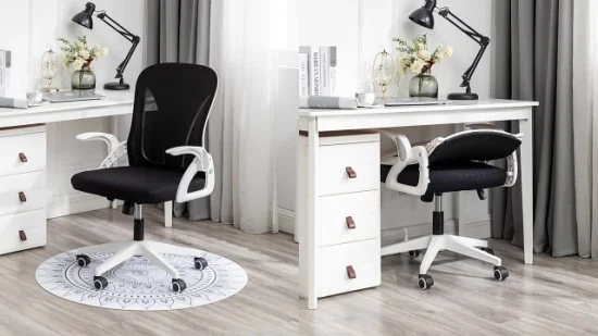 Chaise pivotante en tissu noir de haute qualité pour salle de bureau